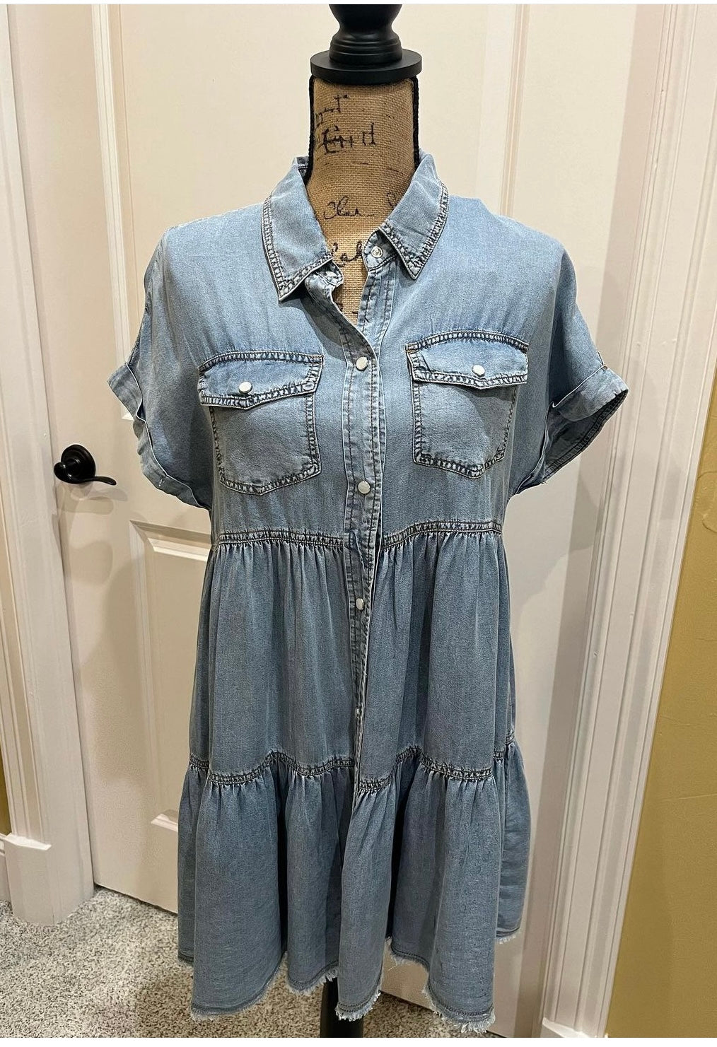 Denim Fling Tiered Dress